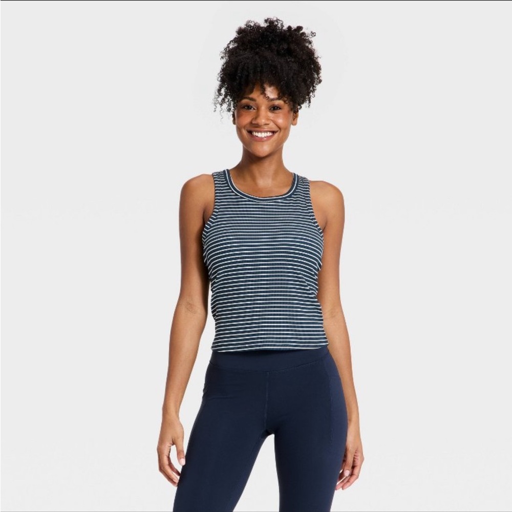 all in motion modal ripped support tank top - navy striped